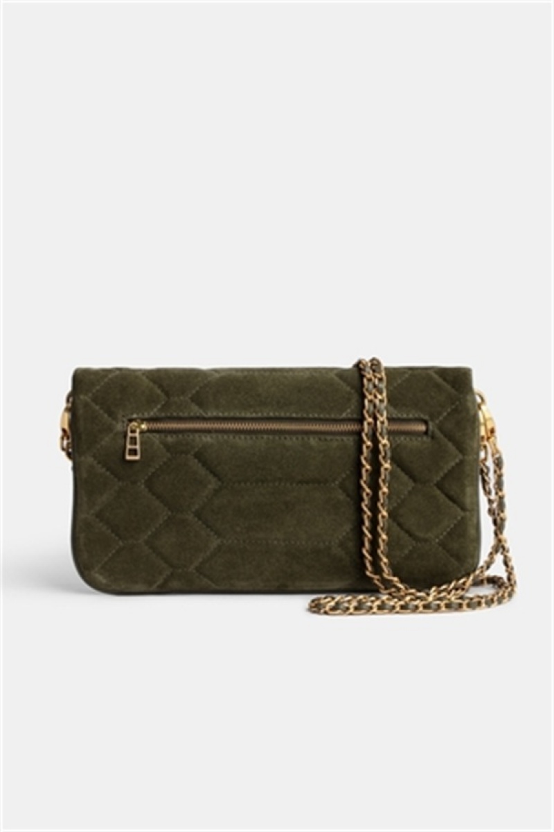 Zadig And Voltaire Rock Quilted Suede Bag Kaki | ZV-256131