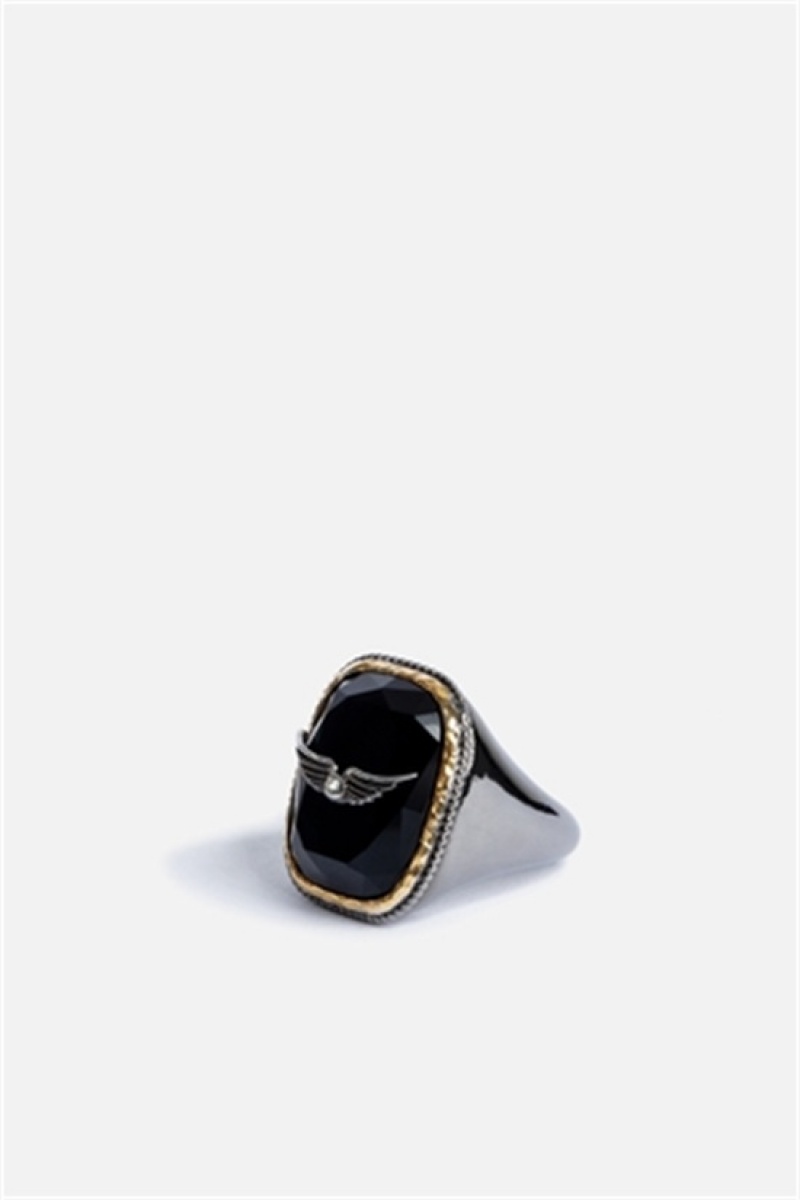 Zadig And Voltaire Rock Signet Ring Shiny Gun | ZV-255865