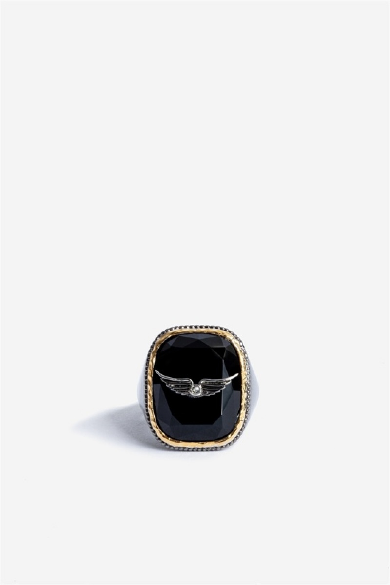 Zadig And Voltaire Rock Signet Ring Shiny Gun | ZV-255865