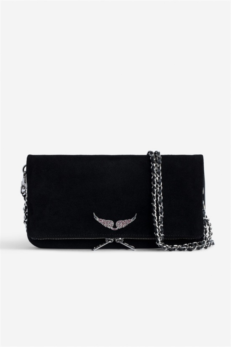 Zadig And Voltaire Rock Suede Bag Black | ZV-256195