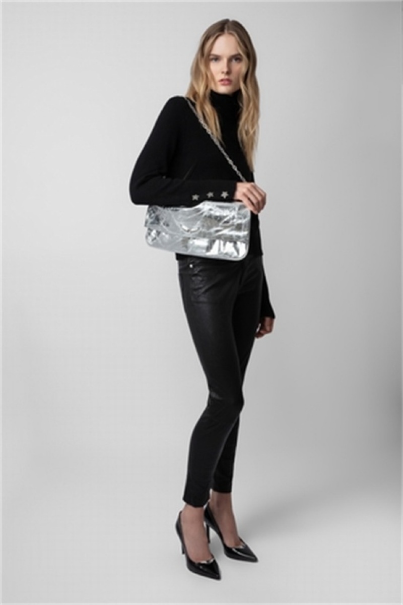 Zadig And Voltaire Rock Xl Eternal Bag Silver | ZV-256092