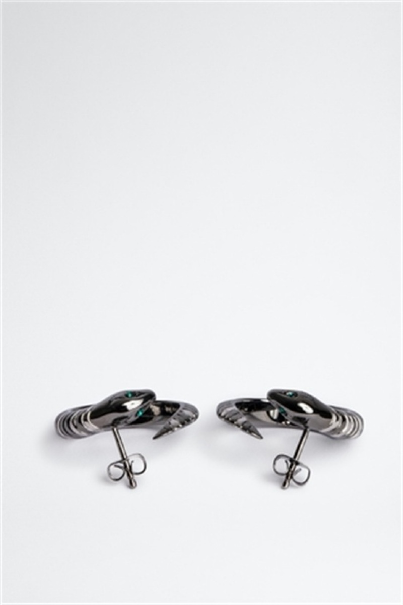 Zadig And Voltaire Snake Hoop Earrings Shiny Silver | ZV-255882