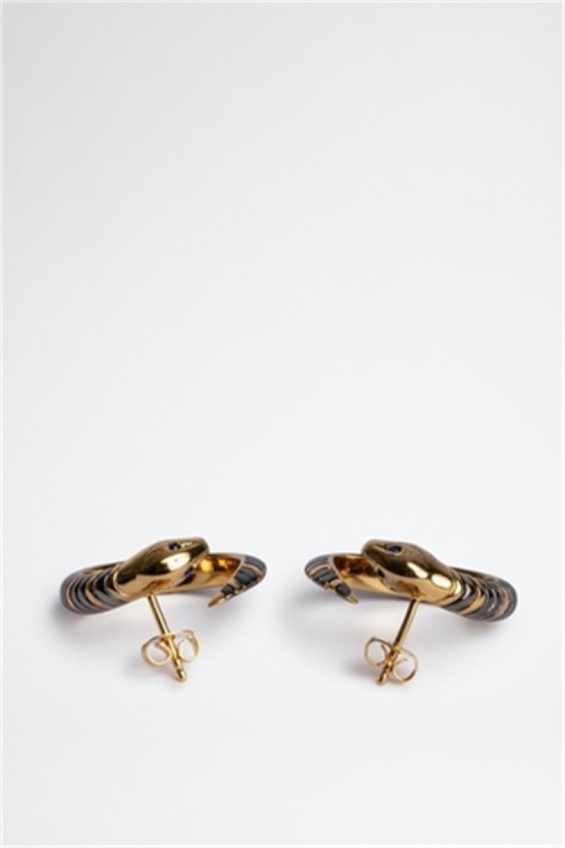 Zadig And Voltaire Snake Hoop Earrings Shiny Gold | ZV-255881