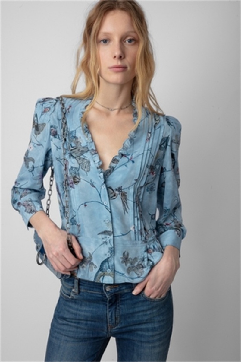 Zadig And Voltaire Talixia Diamante Blouse Glacier | ZV-256335