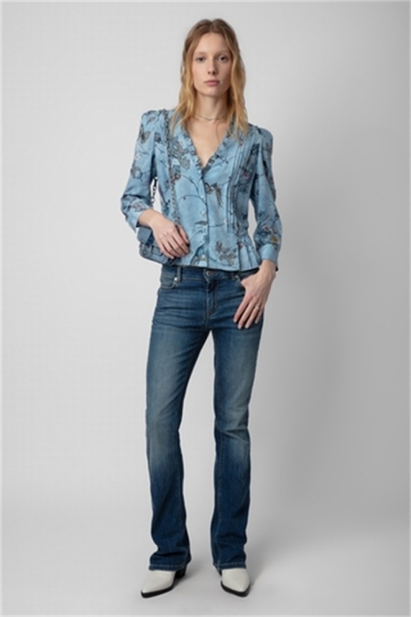 Zadig And Voltaire Talixia Diamante Blouse Glacier | ZV-256335