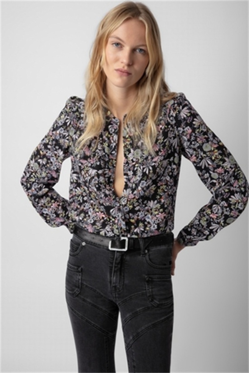 Zadig And Voltaire Tchin Silk Shirt Black | ZV-256331