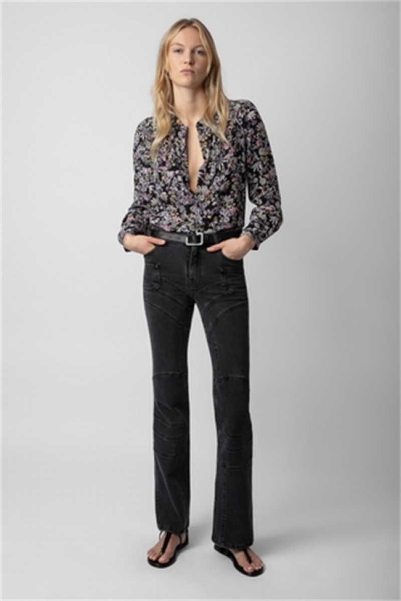 Zadig And Voltaire Tchin Silk Shirt Black | ZV-256331