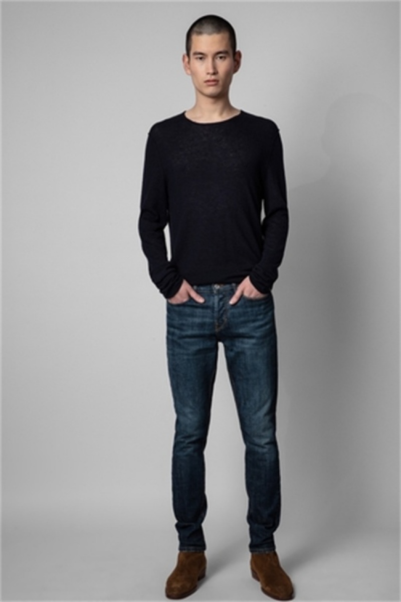 Zadig And Voltaire Teiss Cashmere Sweater Dark Blue | ZV-255766