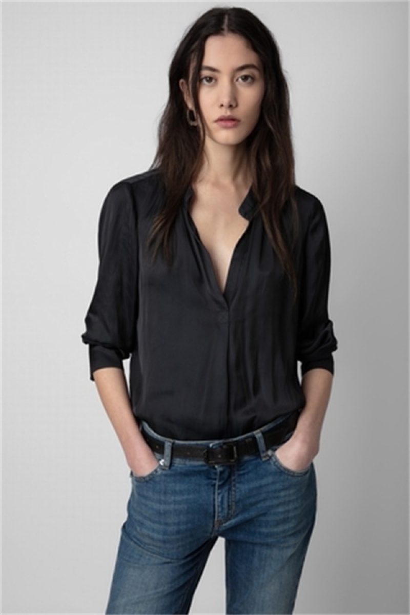 Zadig And Voltaire Tink Satin Top Black | ZV-256326