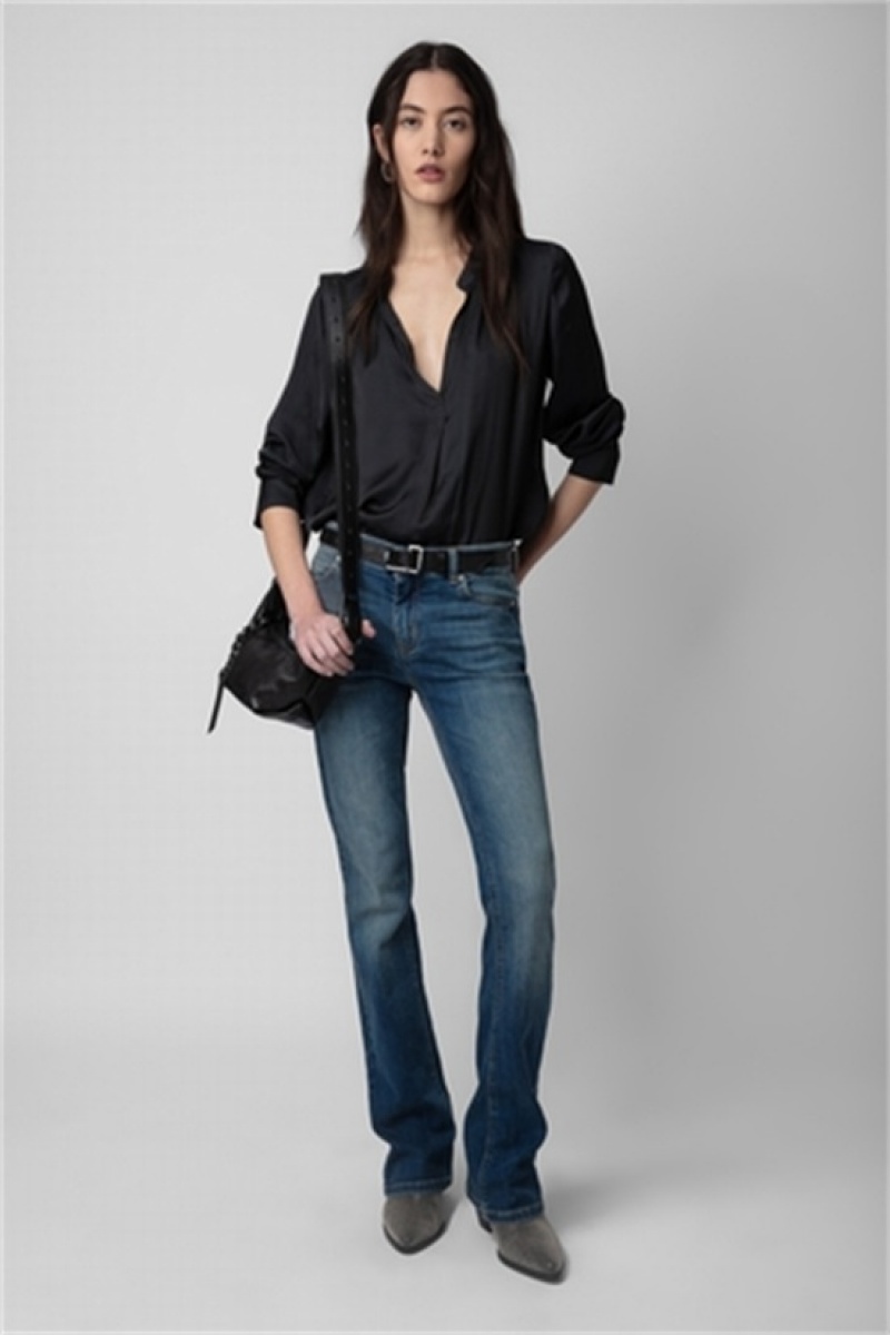 Zadig And Voltaire Tink Satin Top Black | ZV-256326