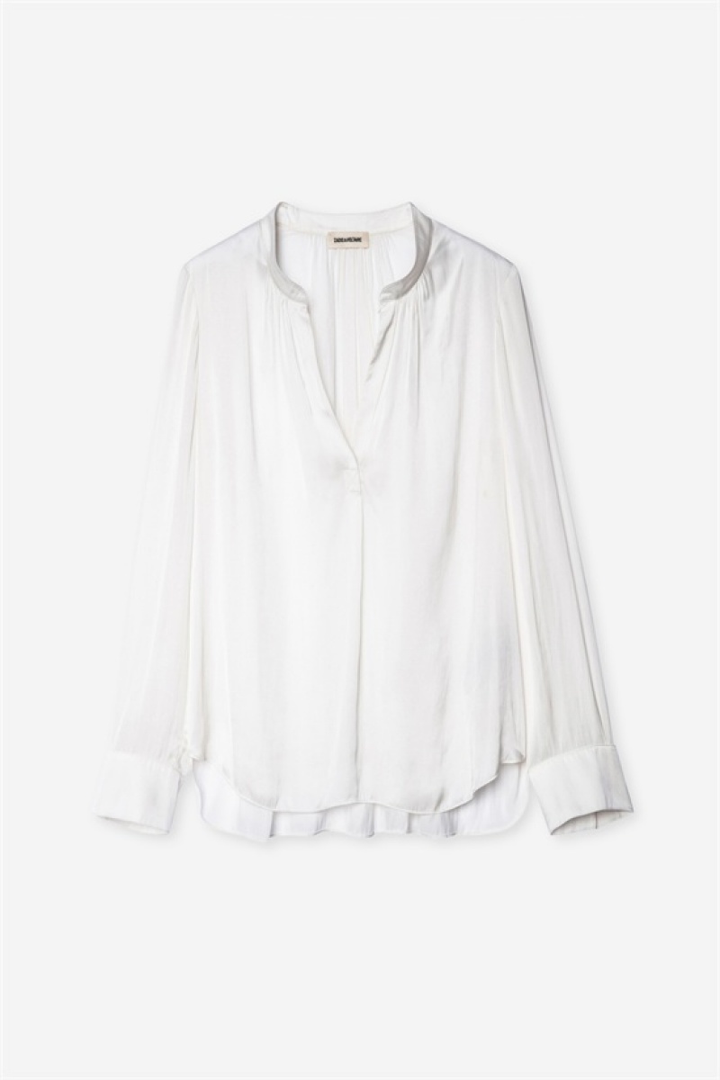 Zadig And Voltaire Tink Satin Top Off White | ZV-256327