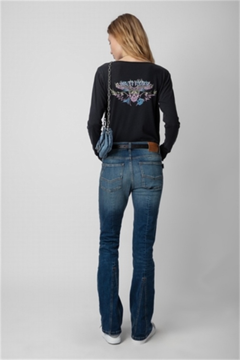 Zadig And Voltaire Tunisien Concert Wings T-shirt Carbone | ZV-256282