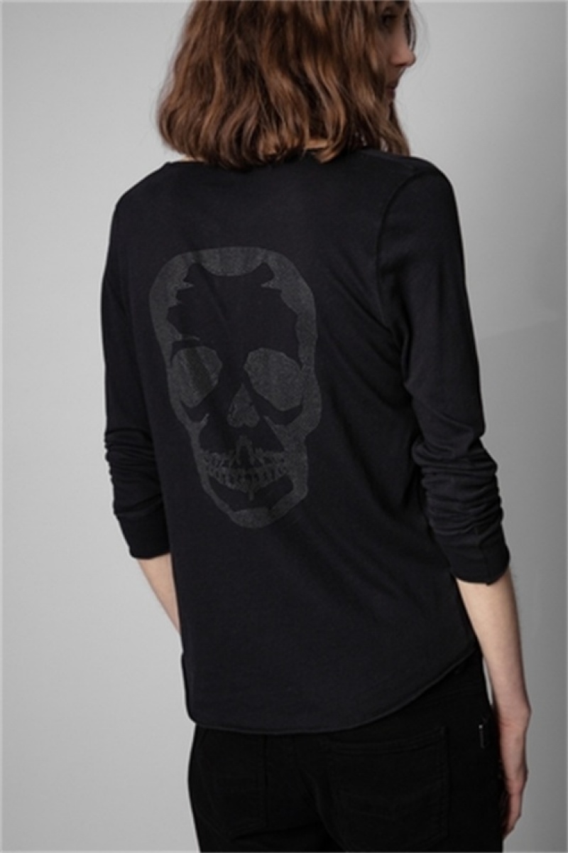 Zadig And Voltaire Tunisien Skull T-shirt Black | ZV-256288