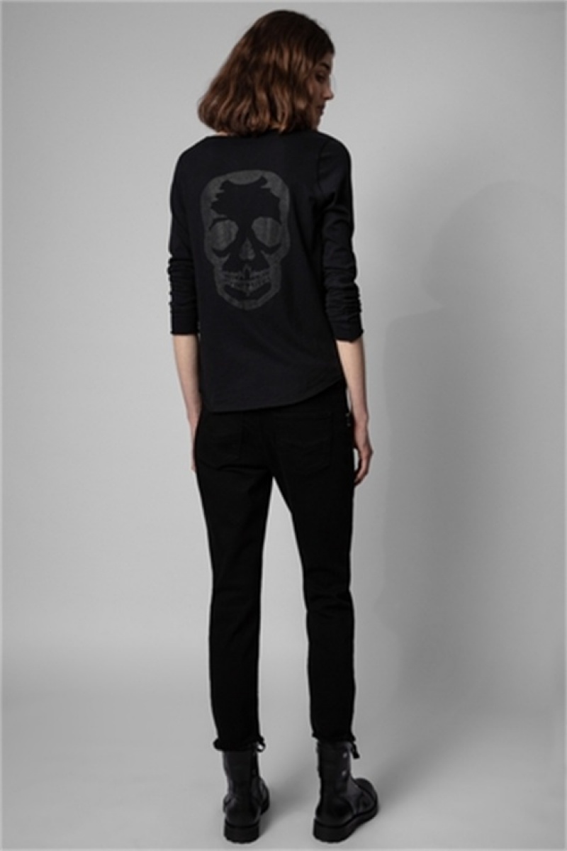 Zadig And Voltaire Tunisien Skull T-shirt Black | ZV-256288