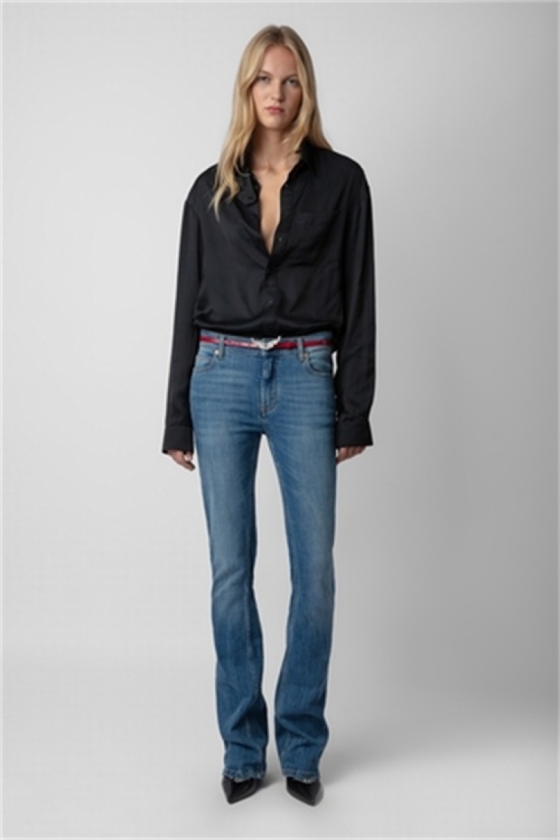 Zadig And Voltaire Tyrone Satin Shirt Black | ZV-256309