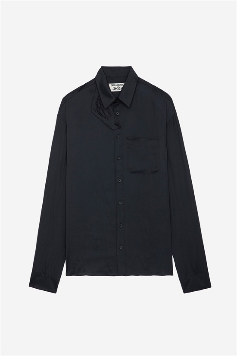 Zadig And Voltaire Tyrone Satin Shirt Black | ZV-256309