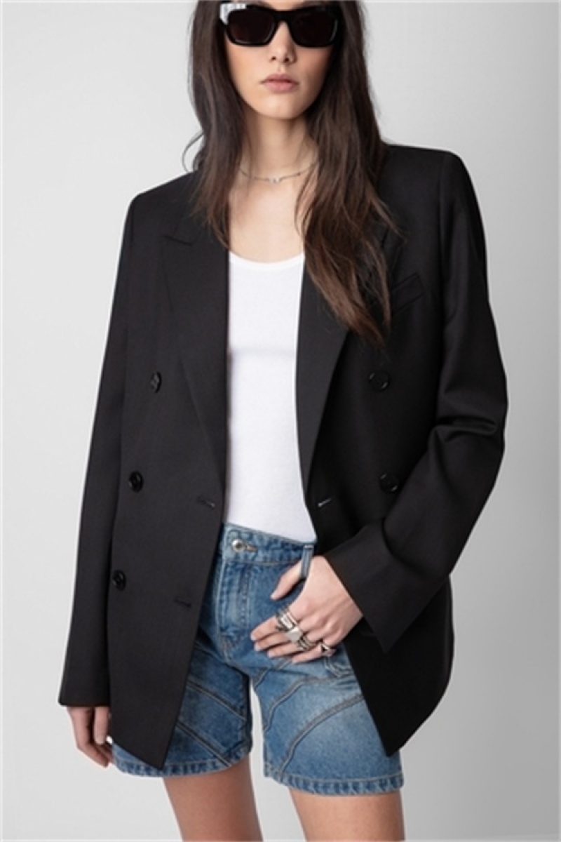 Zadig And Voltaire Vaena Slit Blazer Noir | ZV-256357