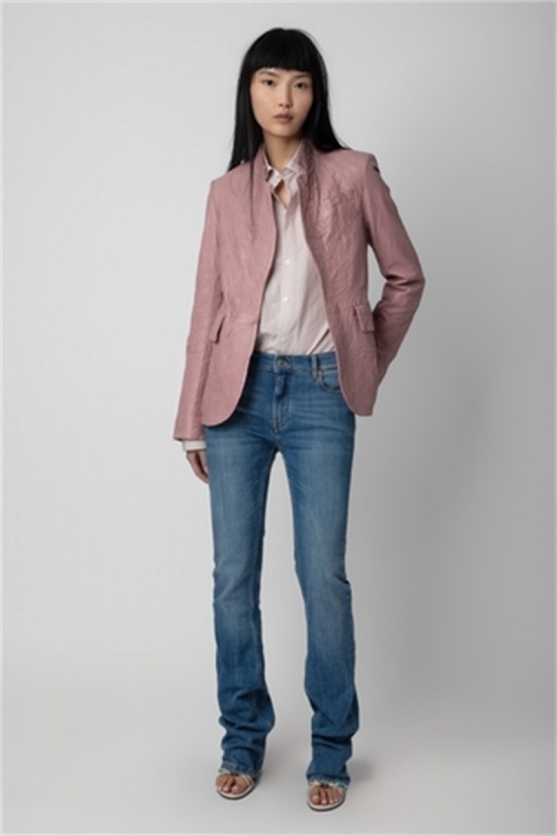 Zadig And Voltaire Very Crinkled Leather Blazer Primerose | ZV-256354