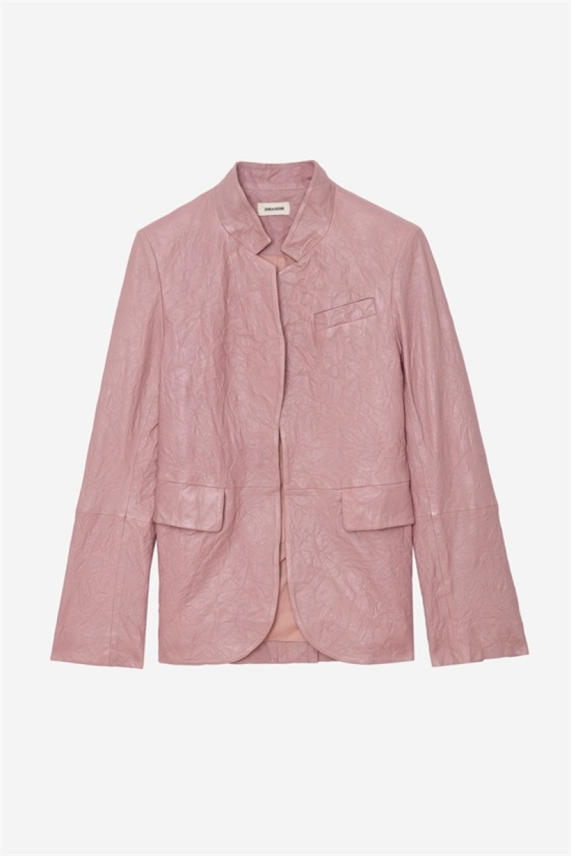 Zadig And Voltaire Very Crinkled Leather Blazer Primerose | ZV-256354