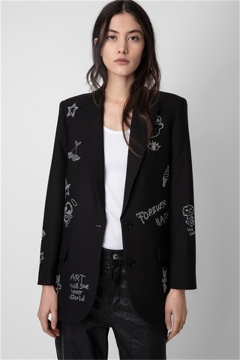 Zadig And Voltaire Viva Multi Strass Blazer Noir | ZV-256350