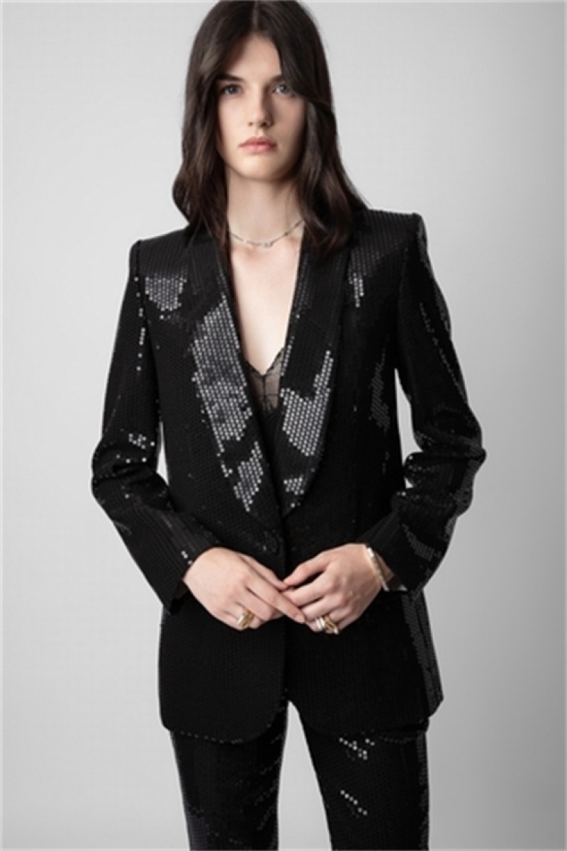 Zadig And Voltaire Vive Sequins Blazer Noir | ZV-256360