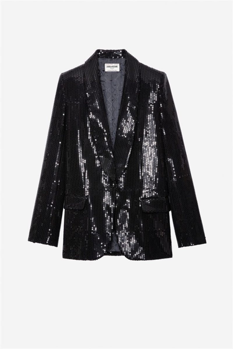 Zadig And Voltaire Vive Sequins Blazer Noir | ZV-256360