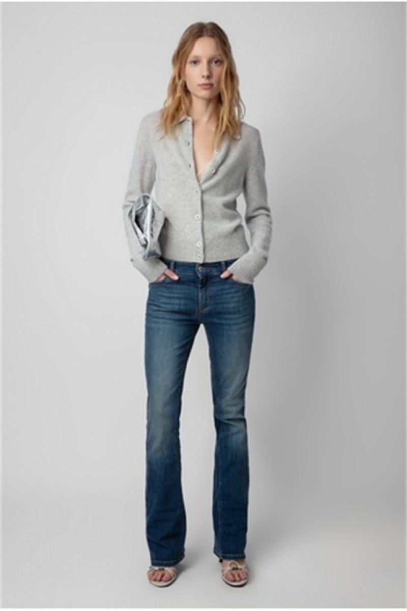 Zadig And Voltaire Voltia Cashmere Cardigan Gris Chine Clair | ZV-256429