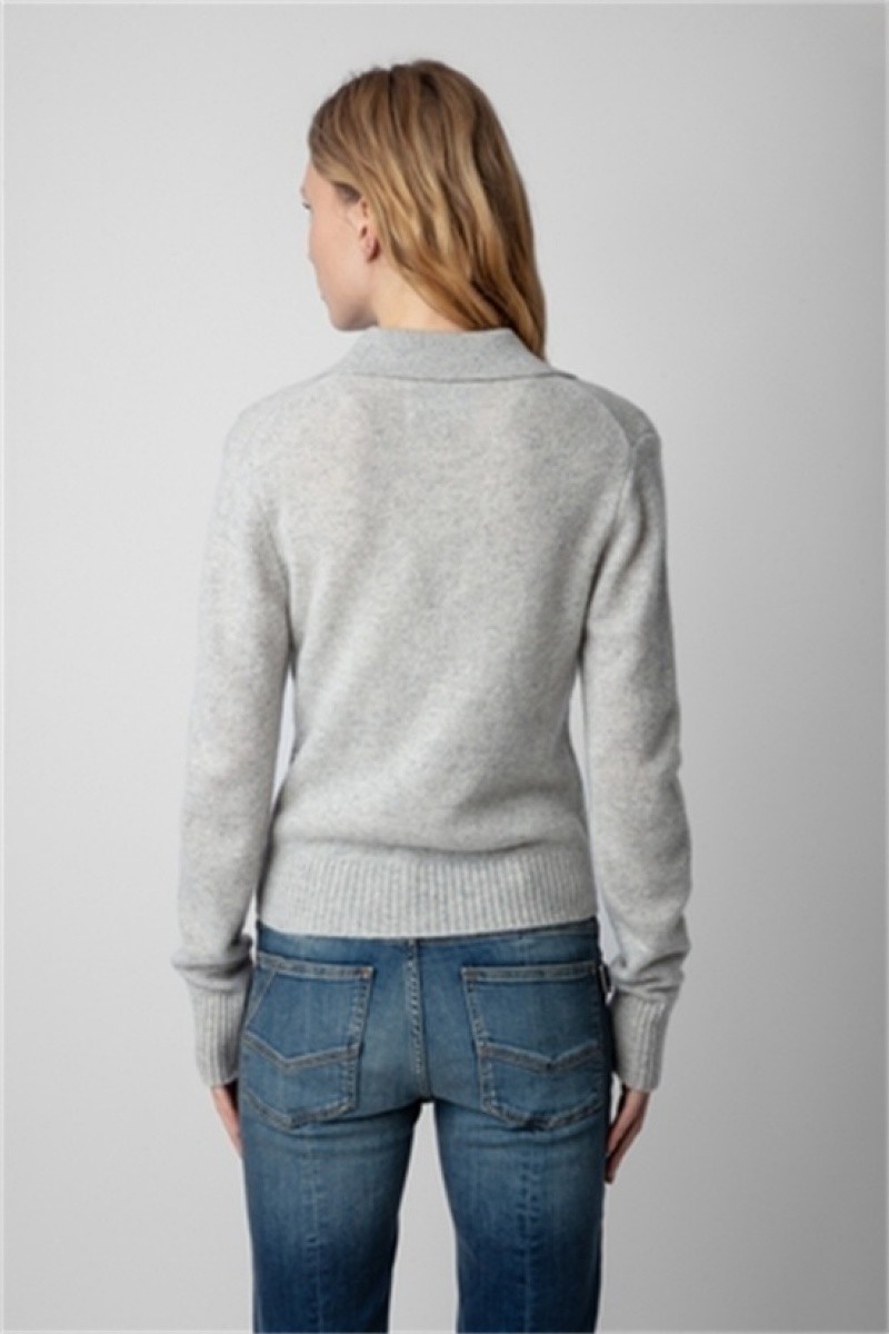 Zadig And Voltaire Voltia Cashmere Cardigan Gris Chine Clair | ZV-256429