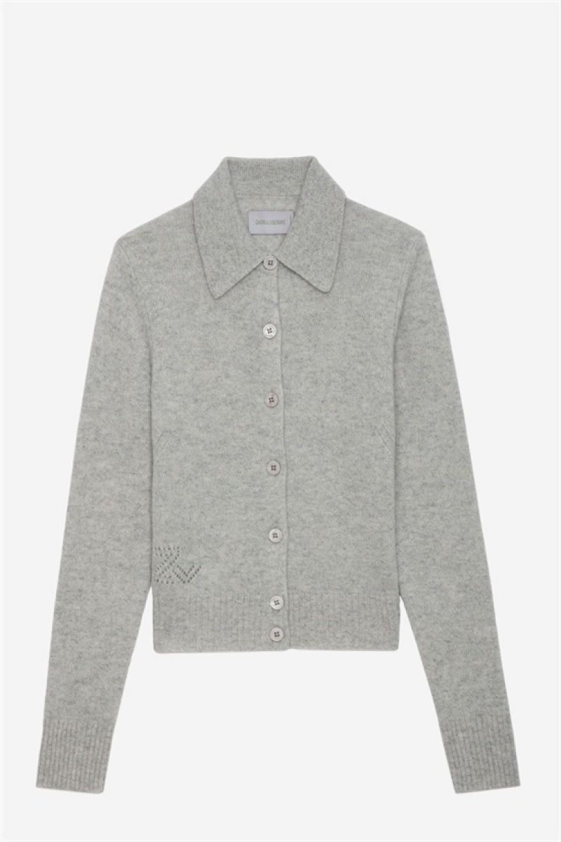 Zadig And Voltaire Voltia Cashmere Cardigan Gris Chine Clair | ZV-256429