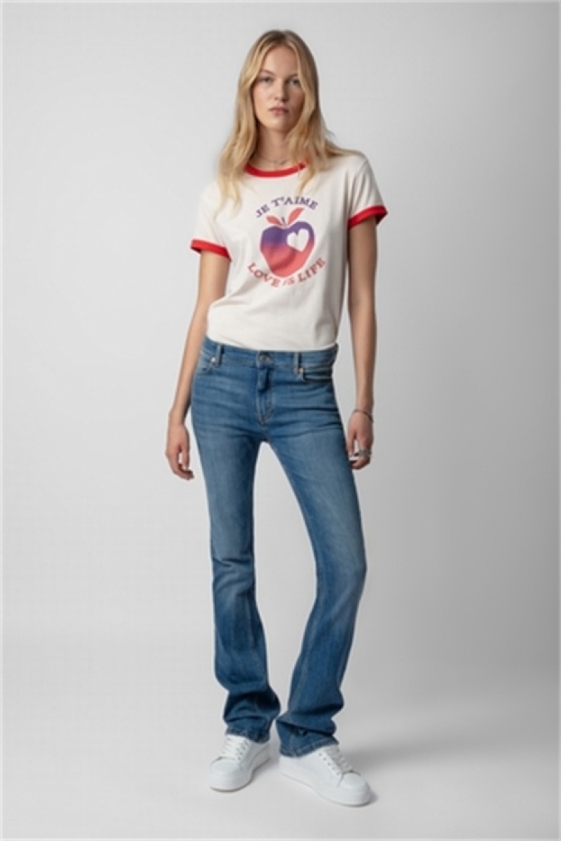 Zadig And Voltaire Walk Love Is Life T-shirt Petale | ZV-256259