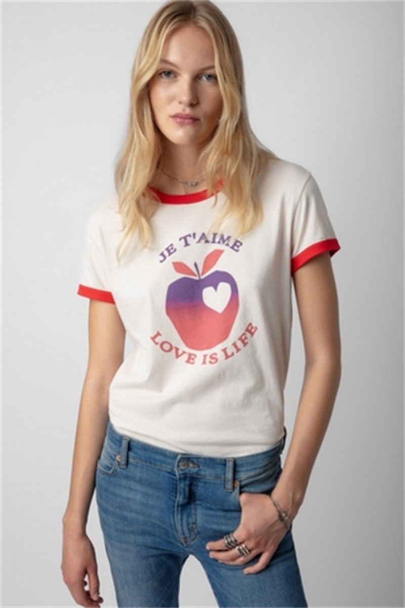 Zadig And Voltaire Walk Love Is Life T-shirt Petale | ZV-256259