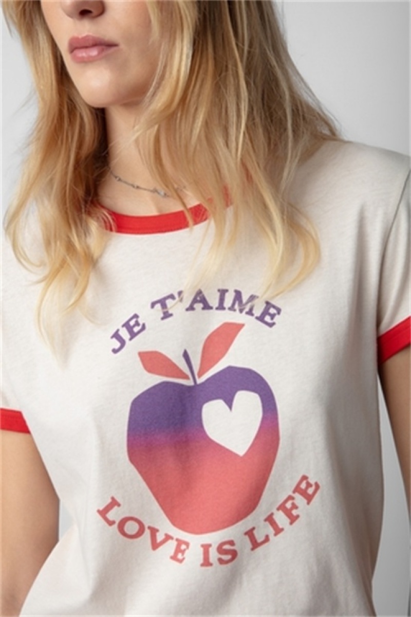 Zadig And Voltaire Walk Love Is Life T-shirt Petale | ZV-256259