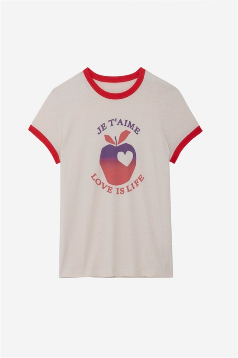 Zadig And Voltaire Walk Love Is Life T-shirt Petale | ZV-256259