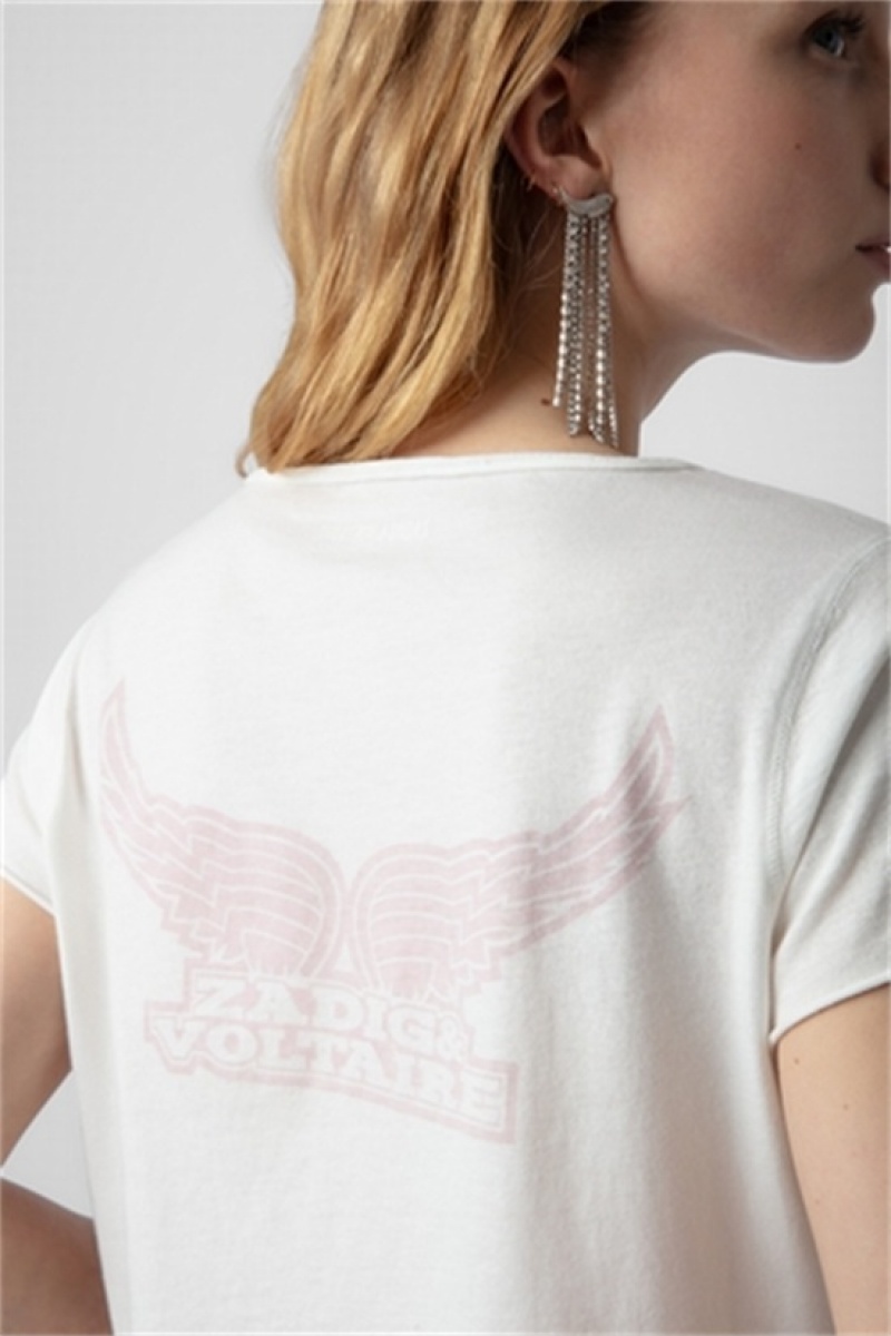 Zadig And Voltaire Wings Henley T-shirt Judo | ZV-256269