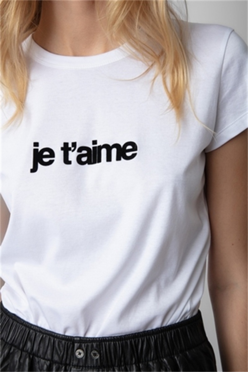 Zadig And Voltaire Woop Je T'aime T-shirt White | ZV-256275