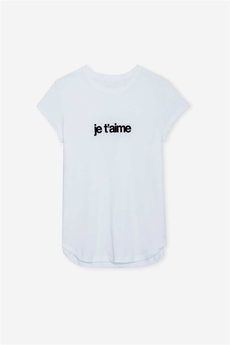 Zadig And Voltaire Woop Je T\'aime T-shirt White | ZV-256275