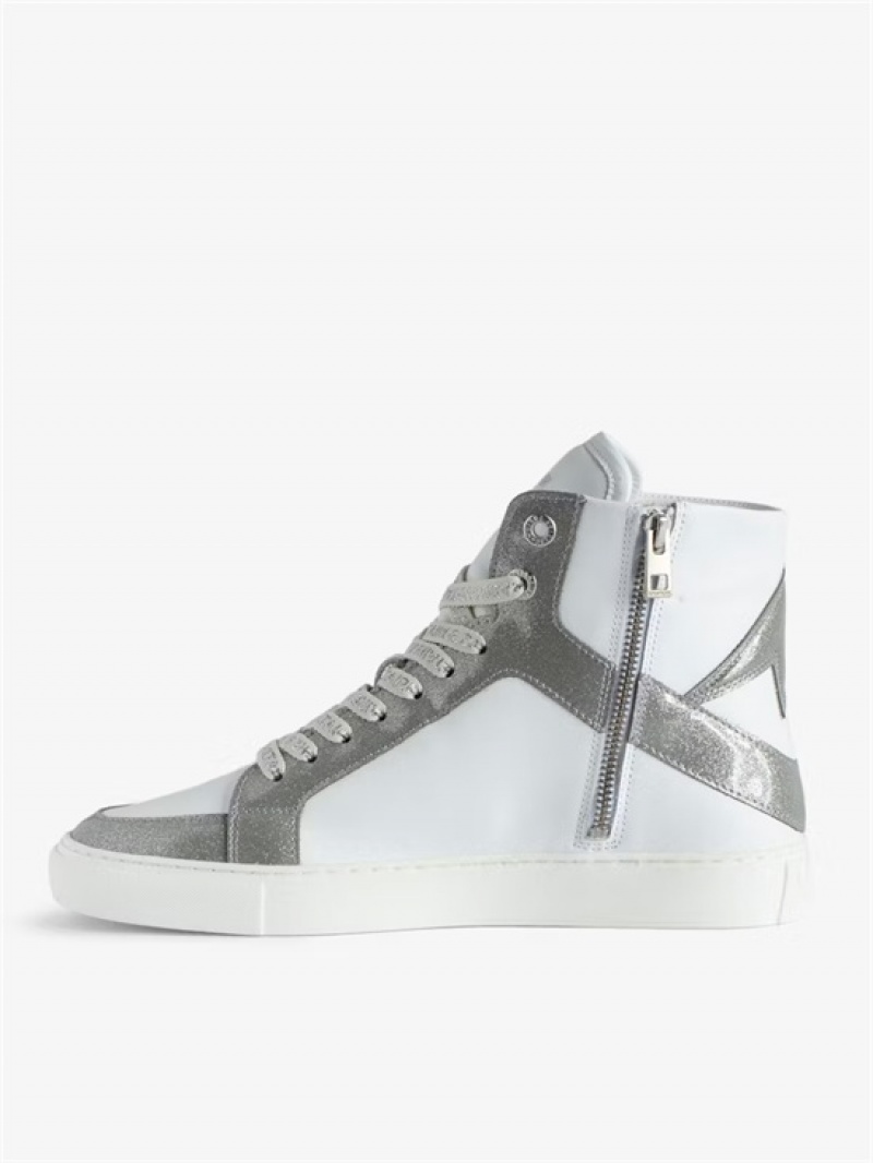 Zadig And Voltaire ZV1747 High Flash High-Top Sneakers Silver | ZV-255665