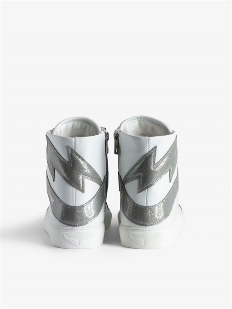 Zadig And Voltaire ZV1747 High Flash High-Top Sneakers Silver | ZV-255665