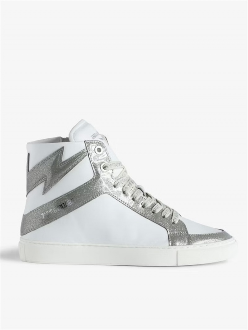 Zadig And Voltaire ZV1747 High Flash High-Top Sneakers Silver | ZV-255665